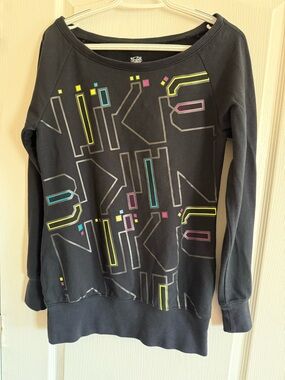 Nike Black Crewneck Sweatshirt with Neon Graphic Accents